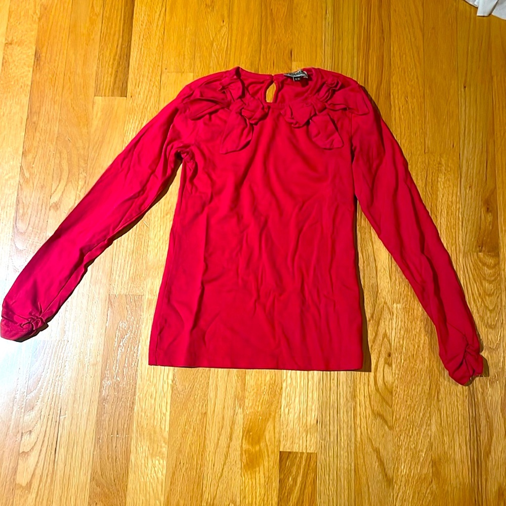 Sophie CataLou adorable dark pink shirt with bows sizr 9-10